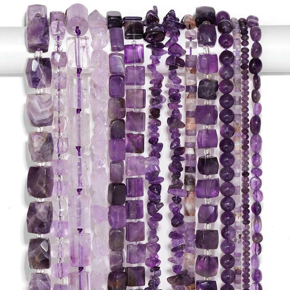 Cuentas de amatista natural, cristal de cuarzo morado, cuentas irregulares para hacer joyas, pendientes, pulseras, collares y accesorios - N.° 29