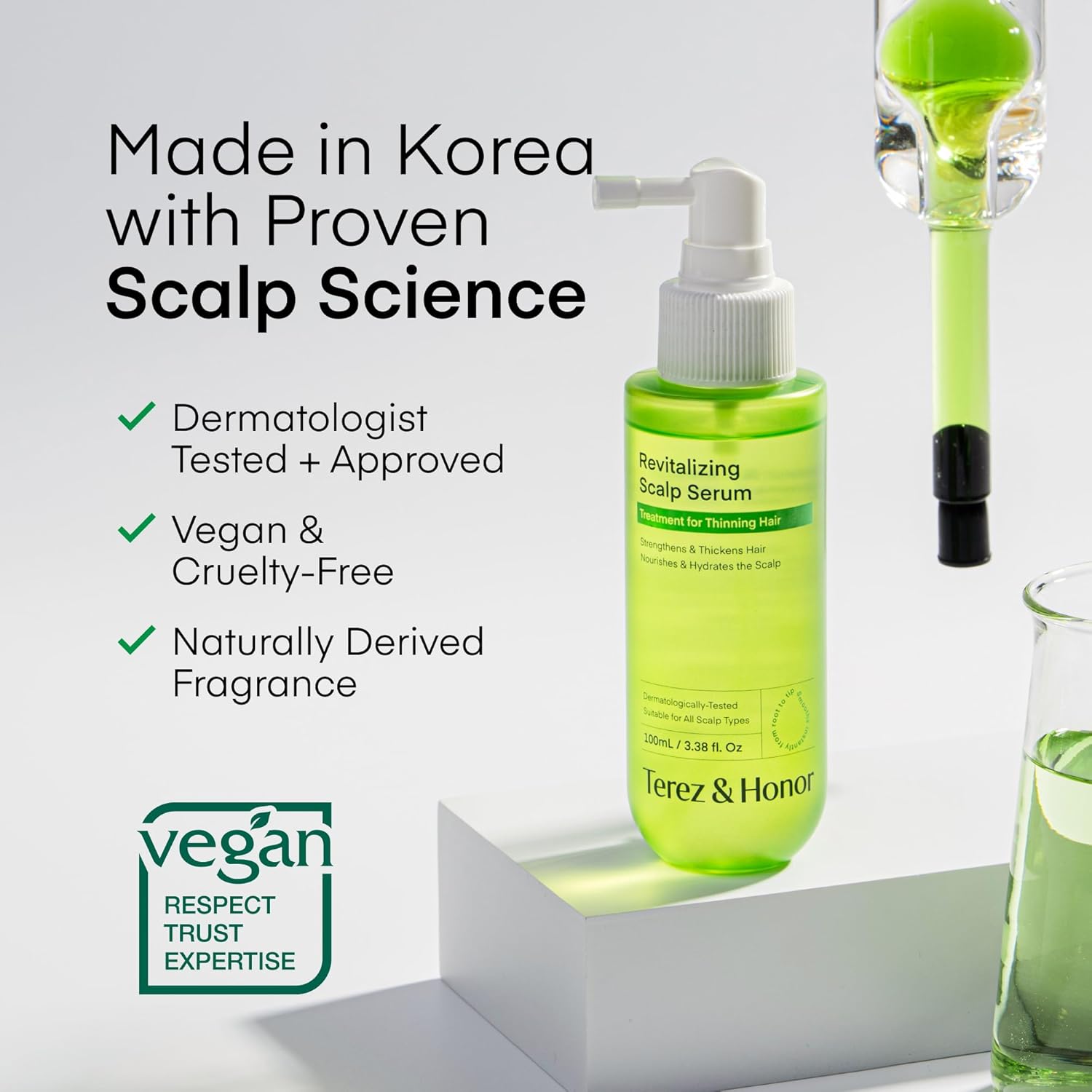 Scalp Serum for Hair Growth Spray – Korean Vegan Treatment for Hair Loss, Thinning & Itchy Scalp, Non-Greasy, Lightweight Formula to Exfoliate Dandruff & Strengthen Roots – For Men & Women (100 mL) - Image 2