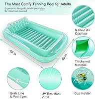 Vista 5 de Float Joy Tanning Pool Floats Adult Inflatable Tanning Bed for Backyard Lake Floats Tanning Pool Lounger Sunbathing Pool