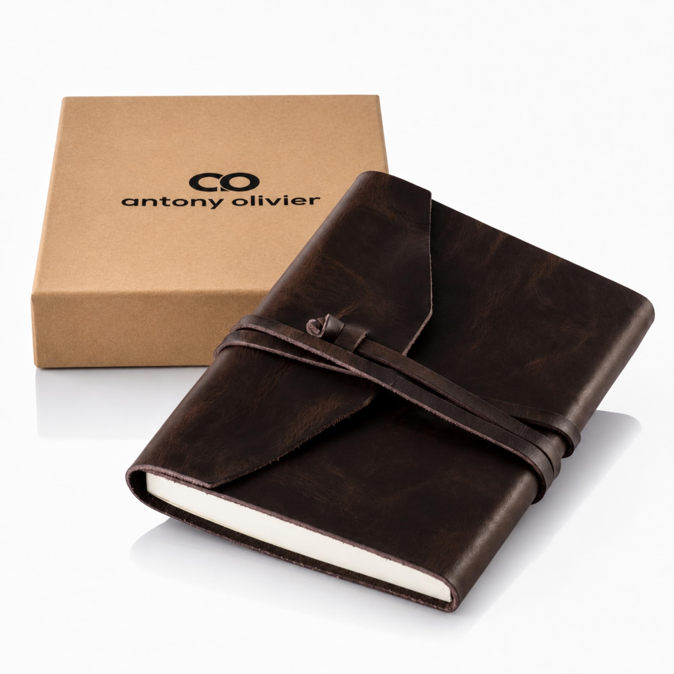 Antony Olivier Real Leather Journal | A5 Writing Notebook and Travel Diary | Unlined Premium Quality Paper | Fixed | Perfect for Men, Women, Students | Classic Vintage Brown - (21 x 16 cm)