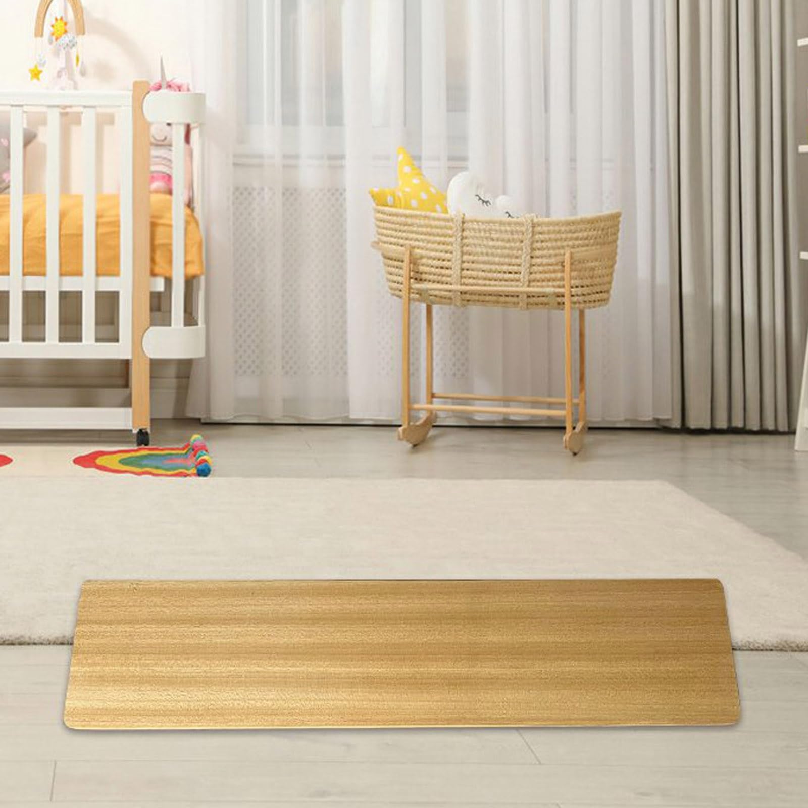 Rampa Silla de Ruedas de Madera Maciza, para Sillas de Ruedas de Interior, Transiciones, Puertas, Baños, Rampa Escalon(60x18x3.5cm)