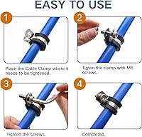 Vista 4 de Kit de Surtido de Abrazaderas para Cables, Paquete de 25 Clips de Tubería con Cojín de Goma de Acero Inoxidable
