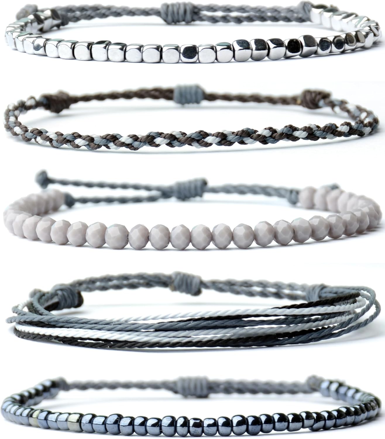Mezcla Vida Handmade Waterproof Rope Bracelets Pack String & Beaded Bracelet Stack – Set of 5 Stackable Bracelets For Women, Summer Accessories & Bohemian Bracelets for Teen Girls