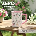 Elemental Summit Mug de café isolé - Coupe de voyage en acier inoxydable triple-all pour boissons chaudes et froides - Mug de café thermique avec lis et poignée pour le camping, bureau, et Voyage 16oz - Jardin des roses