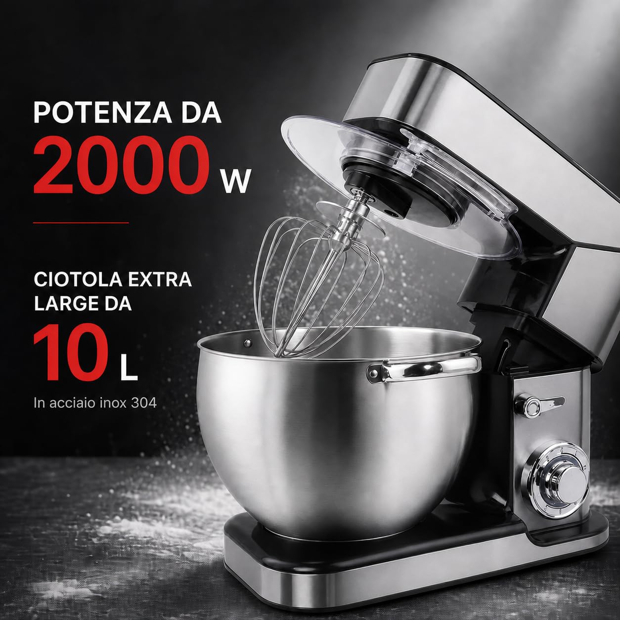 Impastatrice Planetaria Professionale 2000W con Ciotola 10L