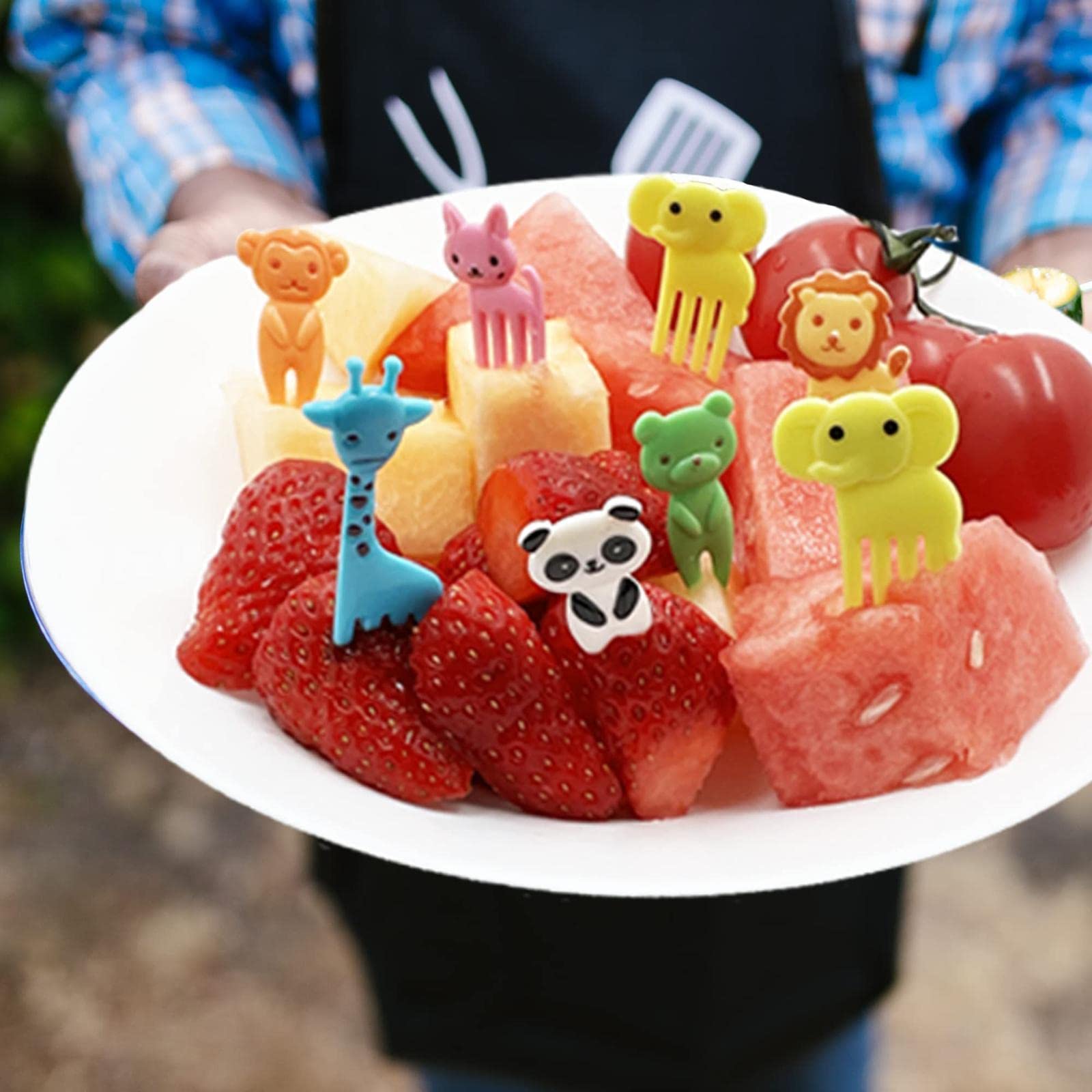 Mini-fruitvorken - veilig en hygiënisch - set van 4 - kleurrijk