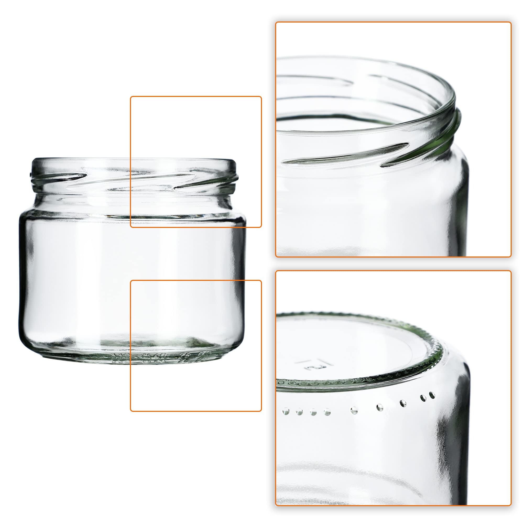 KADAX Set di 50 vasetti per marmellata in Vetro 330ml Ø82 Frutta esotica – Tappo a Vite ermetico, per marmellate, Miele, confetture e bomboniere