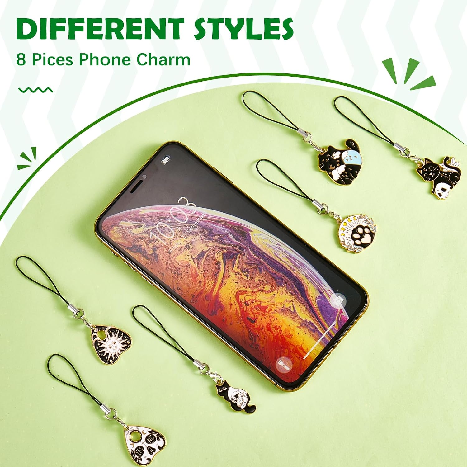 BEEFLYING 8Pcs Enamel Cat Phone Strap Charms Pendants Decoration Kawaii Cell Phone Bag Charms