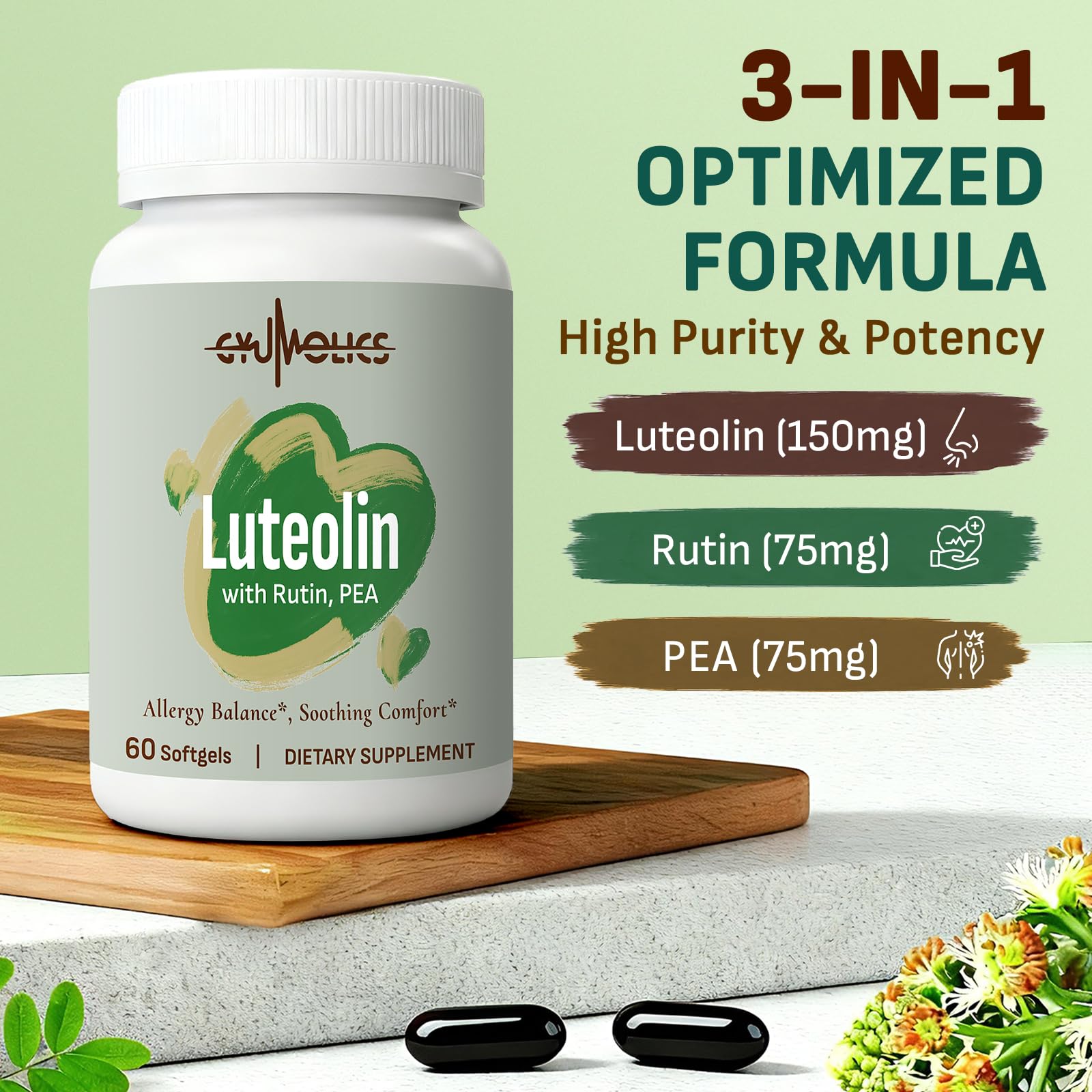 Luteolin Supplement 300mg, Luteolin 60 Softgels — Amazon image 3