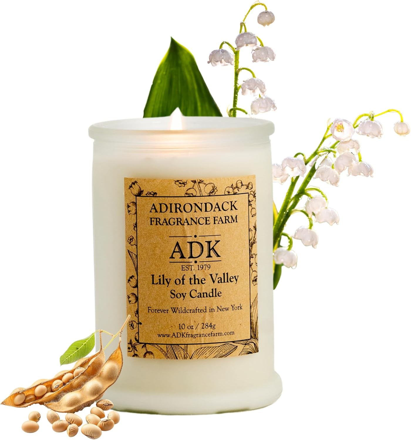 ADK Lily of The Valley Scented Candle, 10 Oz Aromatherapy Candle, Proudly Poured in The USA, Natural Wax for Relaxation and Home Décor, for Gift, Kitchen, and Living Spaces