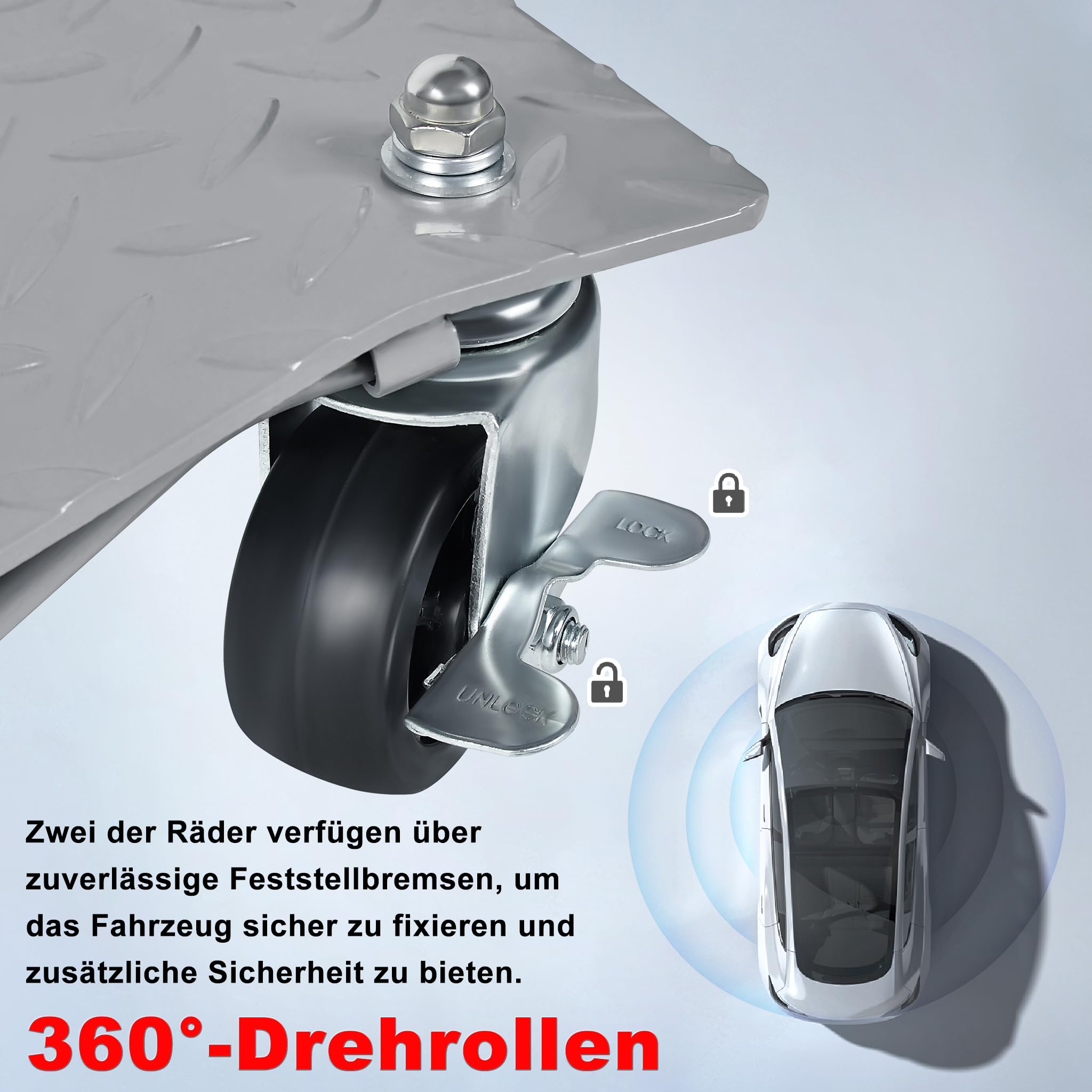 2 Stück Rangierhilfe für PKW Auto, Tragbarer Reifenwagen Rangierroller Rangierheber Roller Wagenheber, bis zu 1000 KG