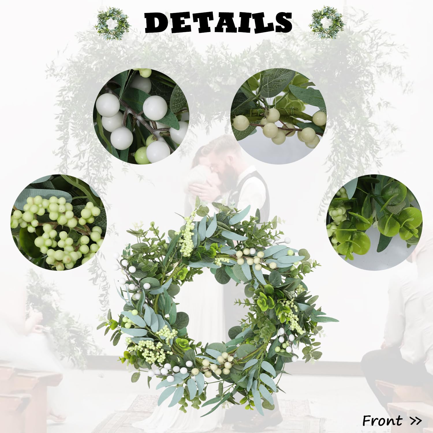 Ghirlande Primavera-estate per la Porta D'ingresso Eucalipto Corone di Benvenuto Artificiale porta Decorazione Appendere per Interni All'aperto 20in
