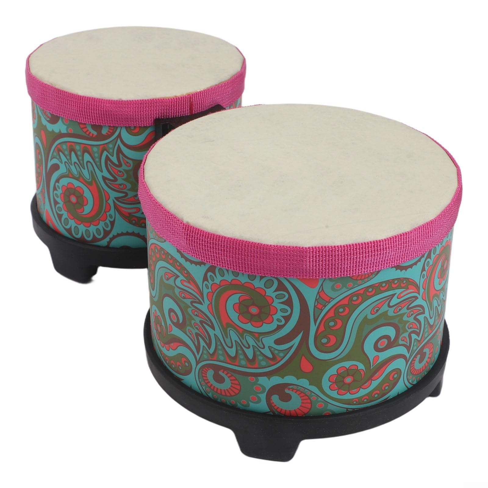 Bongo Drums Instrument perkusyjny dla dzieci z wzorem pod wodą – wytrzymały bęben ręczny dla początkujących, do wczesnej edukacji muzycznej, kolor niebieski, pomarańczowy (Blue Texture)