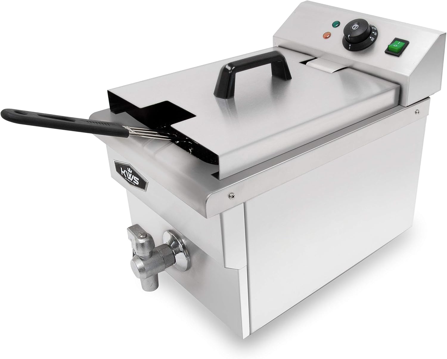 KWS DY-6 Commercial Electric 1750W Deep Fryer 5.7L Stainless Steel with Faucet Drain Valve System for Commercial and Home User (DY-6 | 5.7L | 1750W)