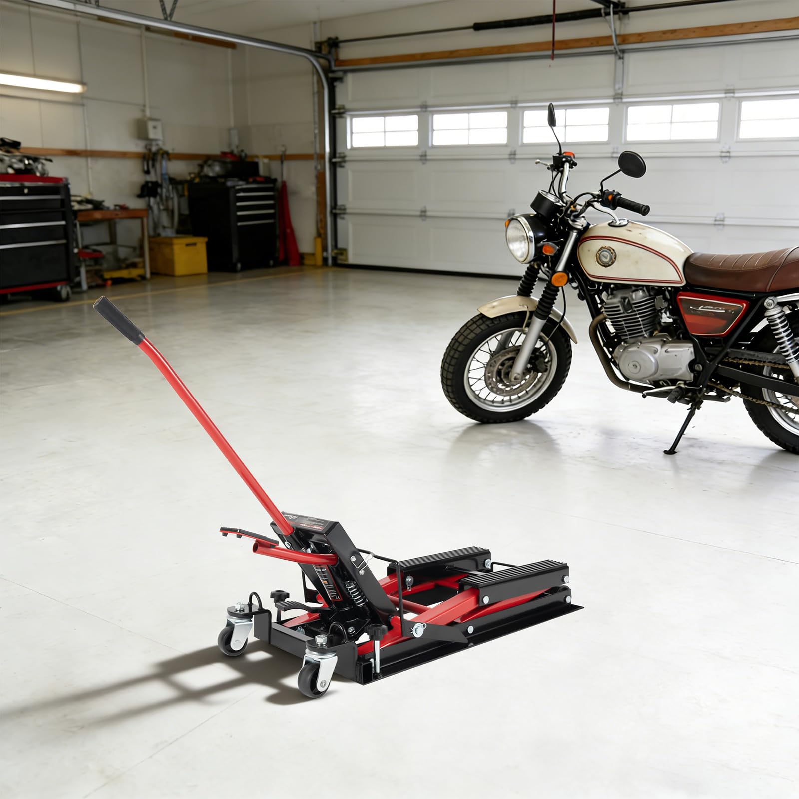 Sollevatore idraulico per moto, 680 kg, 115-365 mm, supporto di montaggio