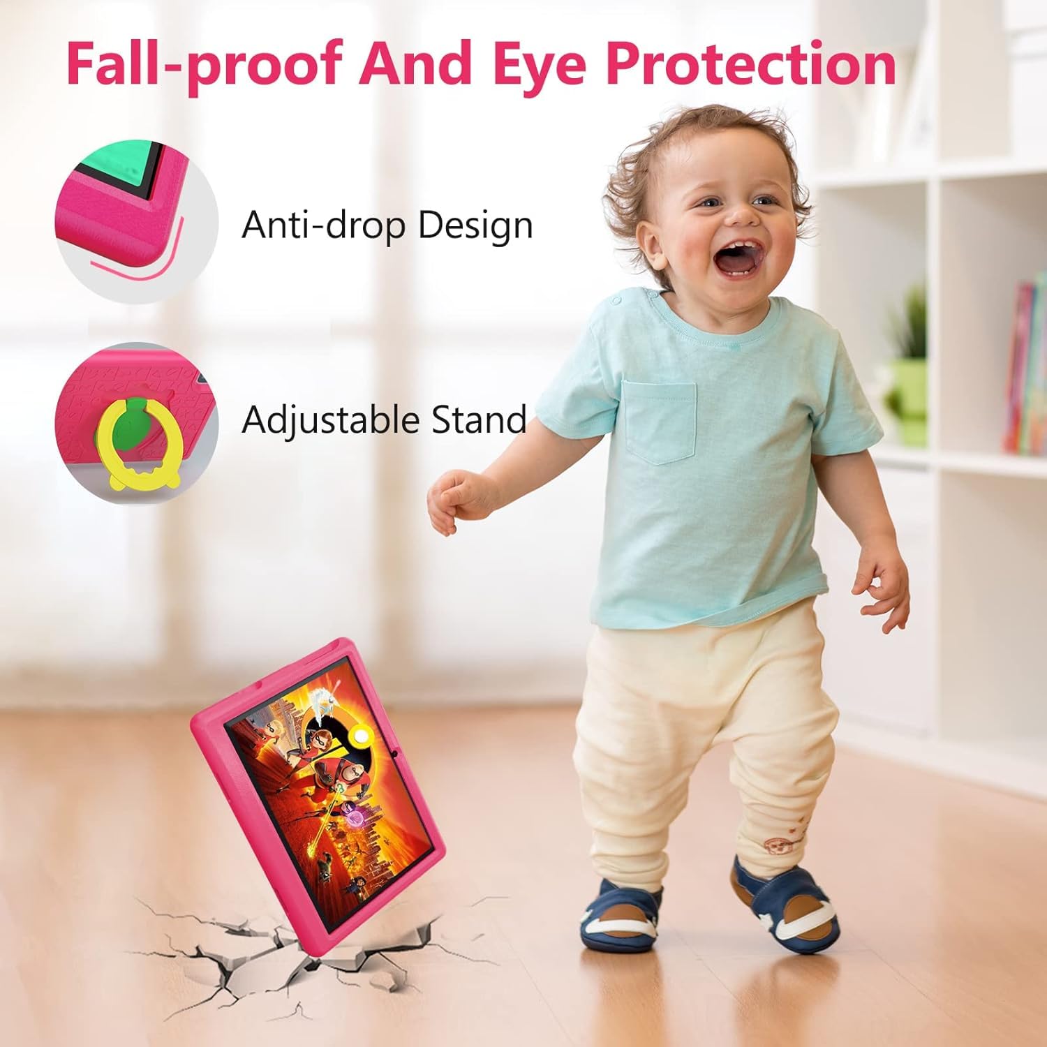Freeski Tablet Bambini 10 pollic Android 14 Quad Core, 1280 * 800, 5000 mah, Controllo Parentale, WiFi, Bluetooth, Doppia Fotocamera Tablet (Viola)