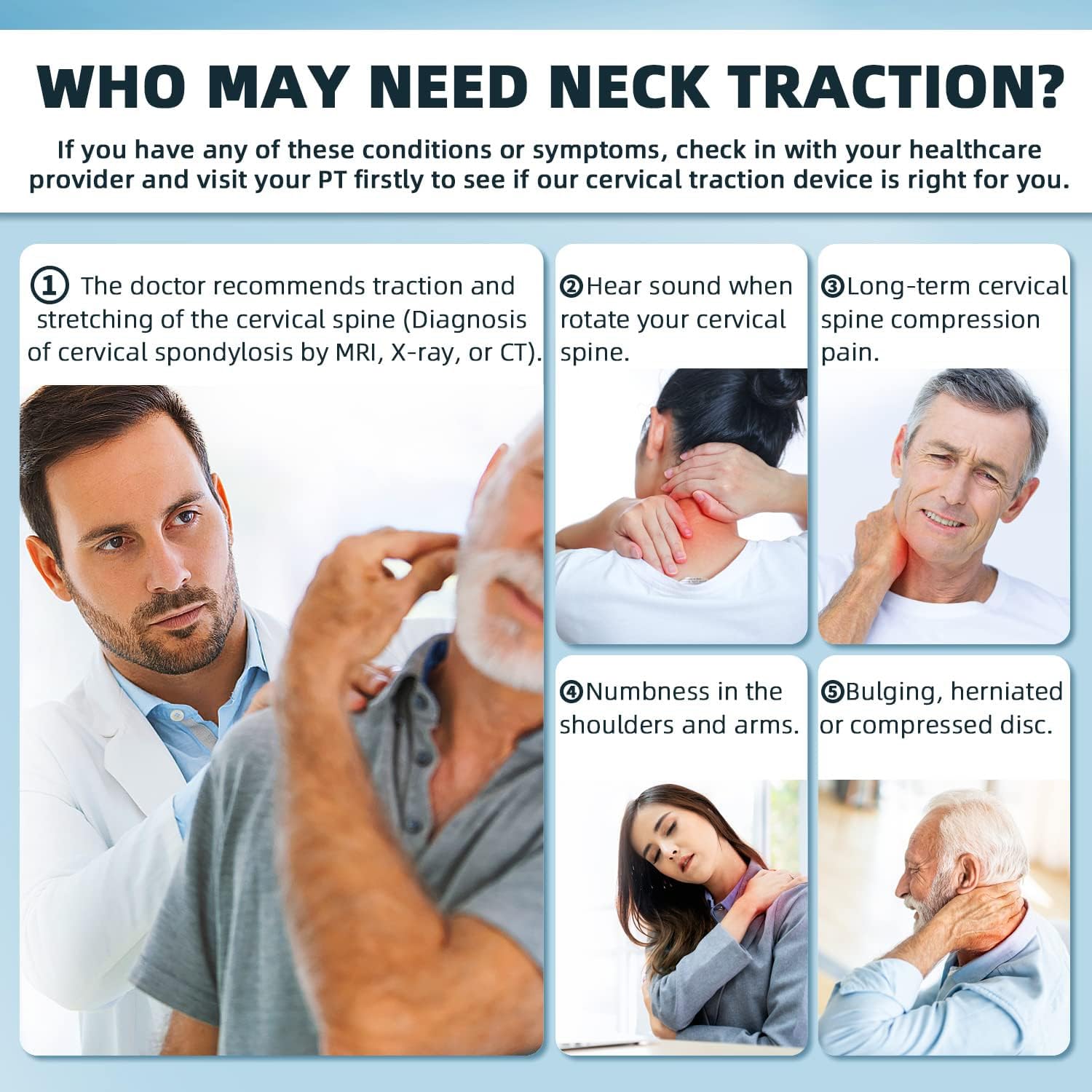 Dispositif de Traction du Cou Cervical,Orthèse de Col et Réglable,Collier Cervical Gonflable,Cervicale Soulage La Douleur for Distraktions Device,Outil de Thérapie de Correction D'étirement du Cou