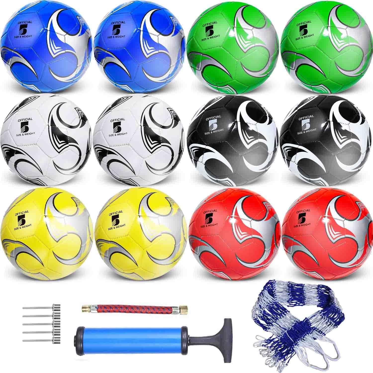 DHYLRICHER 12 Pack Soccer Balls Size 5/4/3 Includes Ball Pump and