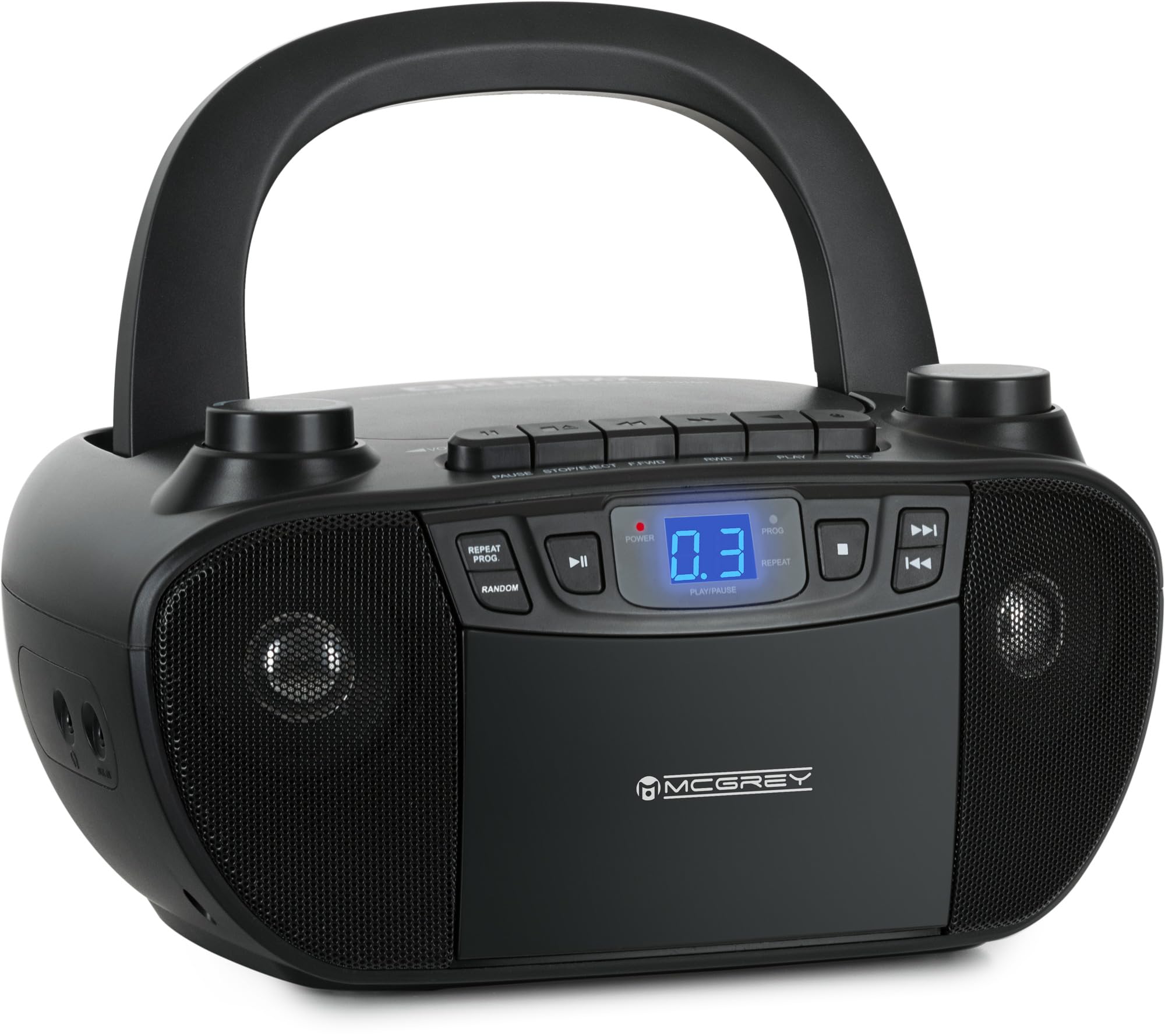 CDB-1016 BK Boombox casete-CD-rádio transportable - grabadora AUX-auriculares - funciona con cable o 6 pilas C