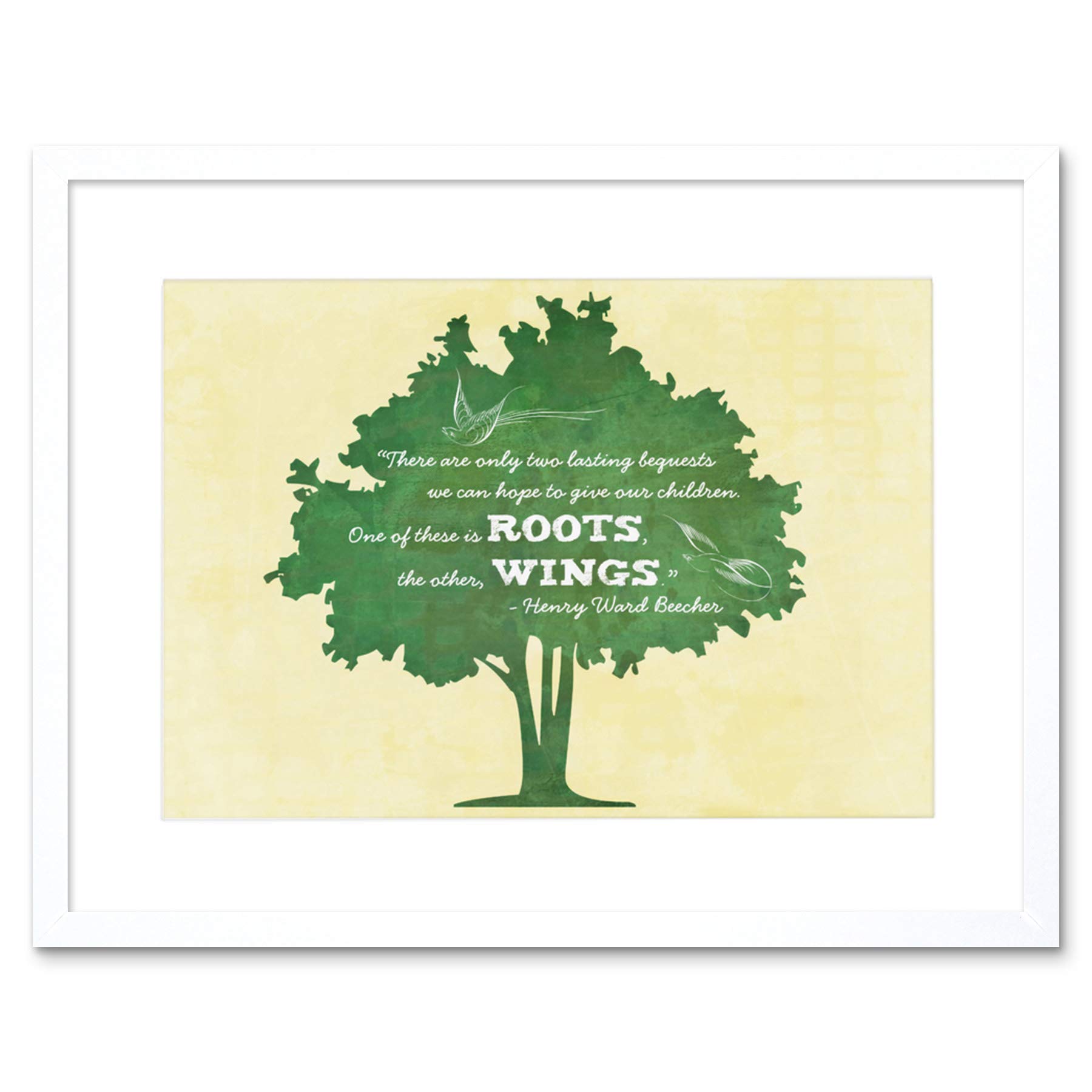 Wee Blue Coo Quote Bequests Children Roots Wings Beecher Ivory Framed Wall Art Print