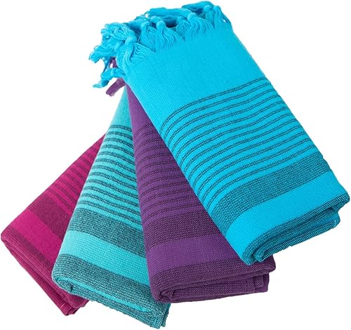 Clotho Juego de 4 toallas de mano decorativas, toallas de mano turcas para baño y cocina, 20 x 40 pulgadas, 100% algodón, toallas para el cabello y