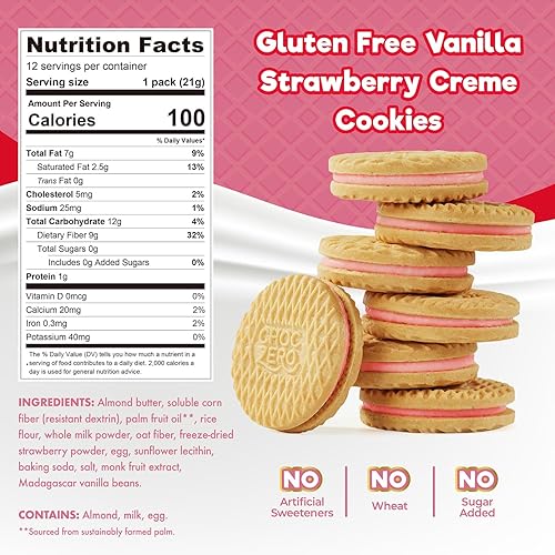 Miniatura 29 de ChocZero Galletas sándwich de chocolate keto con crema, Dunkies bajos en azúcar sin gluten (1 caja, 9 onzas)