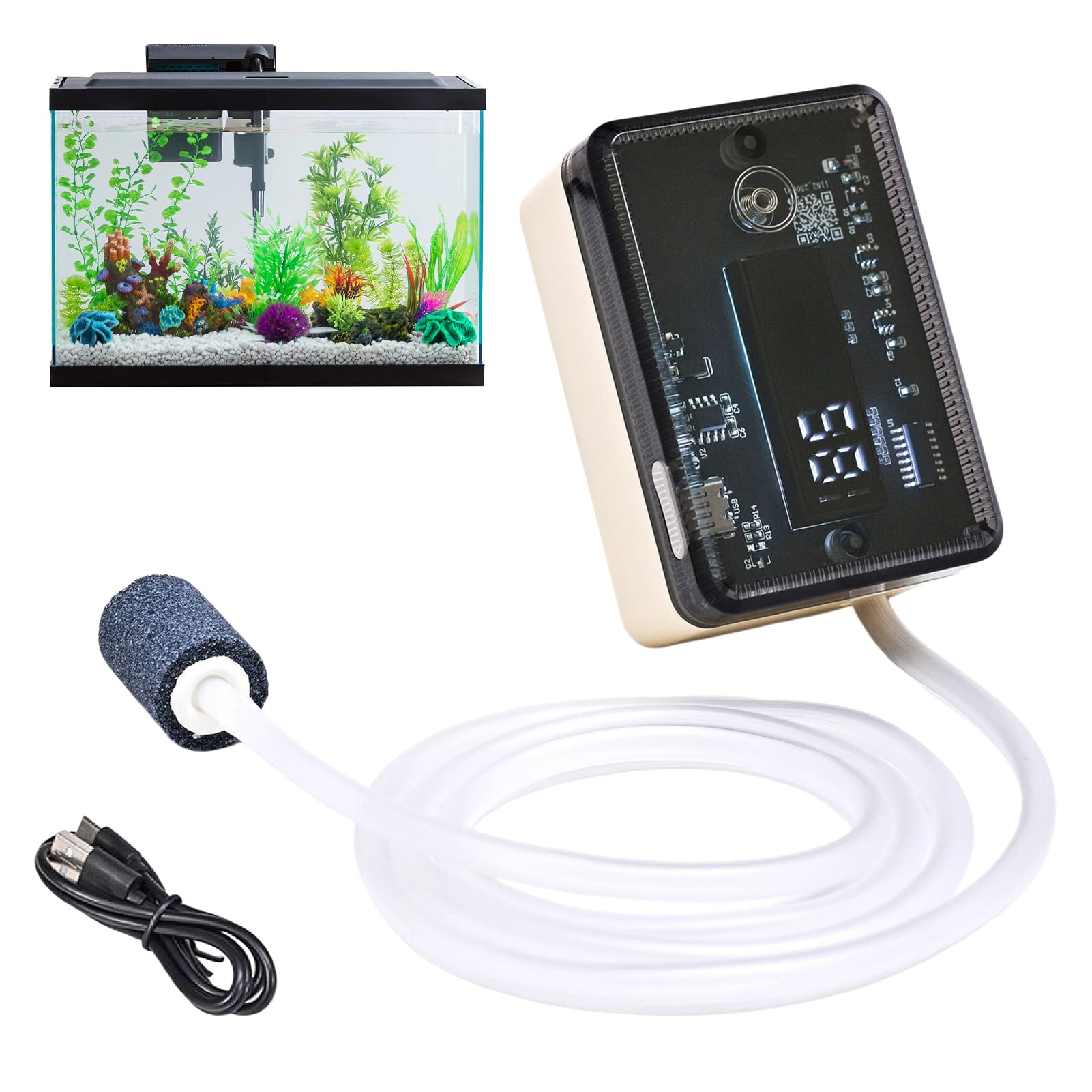Pompa Aria Per Acquario,Ricaricabile Trasparente | Pompa Per Esche Vive Ricaricabile - Per Utilizzo In Casa Campeggio Attività All'aperto Viaggi Manutenzione Laghetto Barca Acqua Salata E Acqua