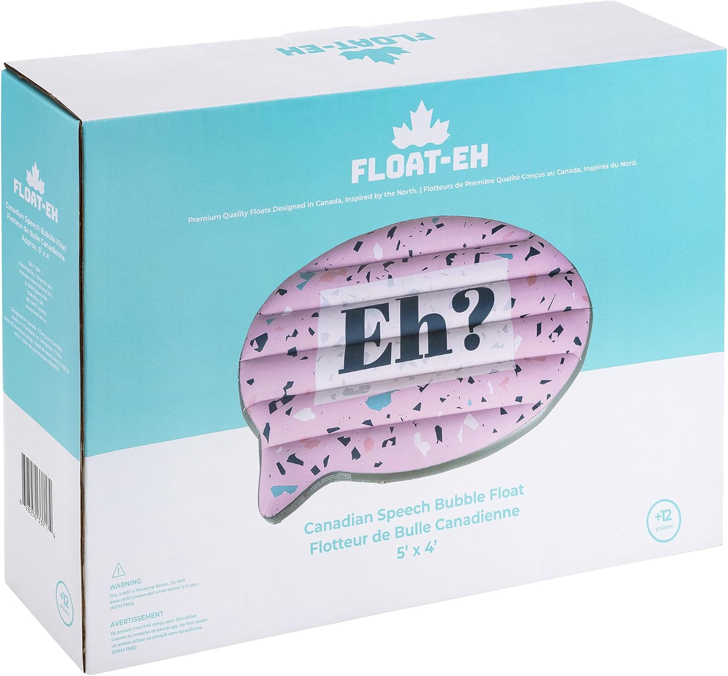 FLOAT-EH Canadian Speech Bubble Pool Float for Adults- Double-Sided Float, with 'Eh?' and 'Sorry' - Floaties Inspired by the North