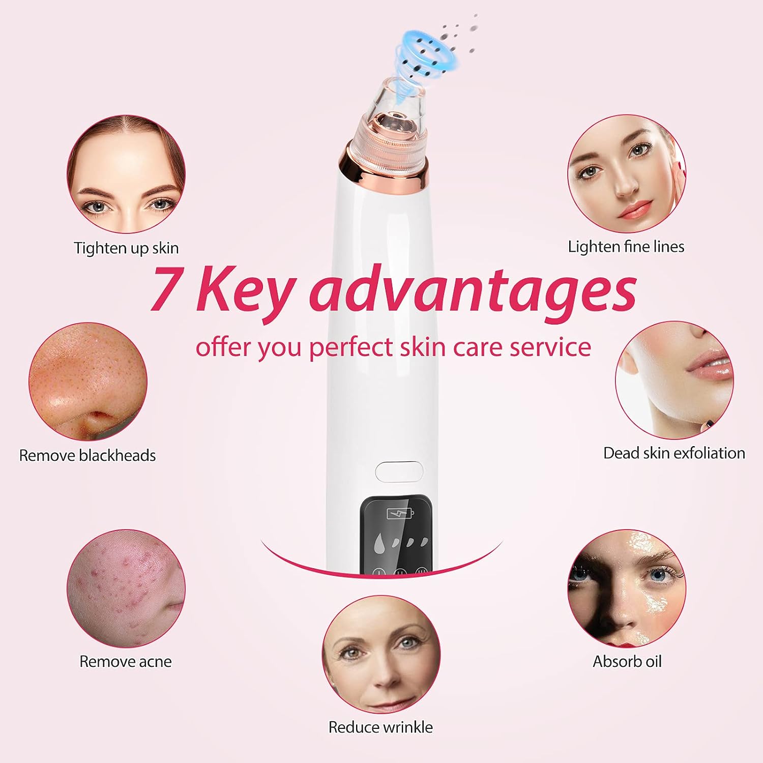Blackhead Remover Pore Vacuum Cleaner - 2021 Upgraded Blackhead Suction Tool with Hot Compress - USB Rechargeable Pore Vacuum-Facial Pore Cleanser with Display.