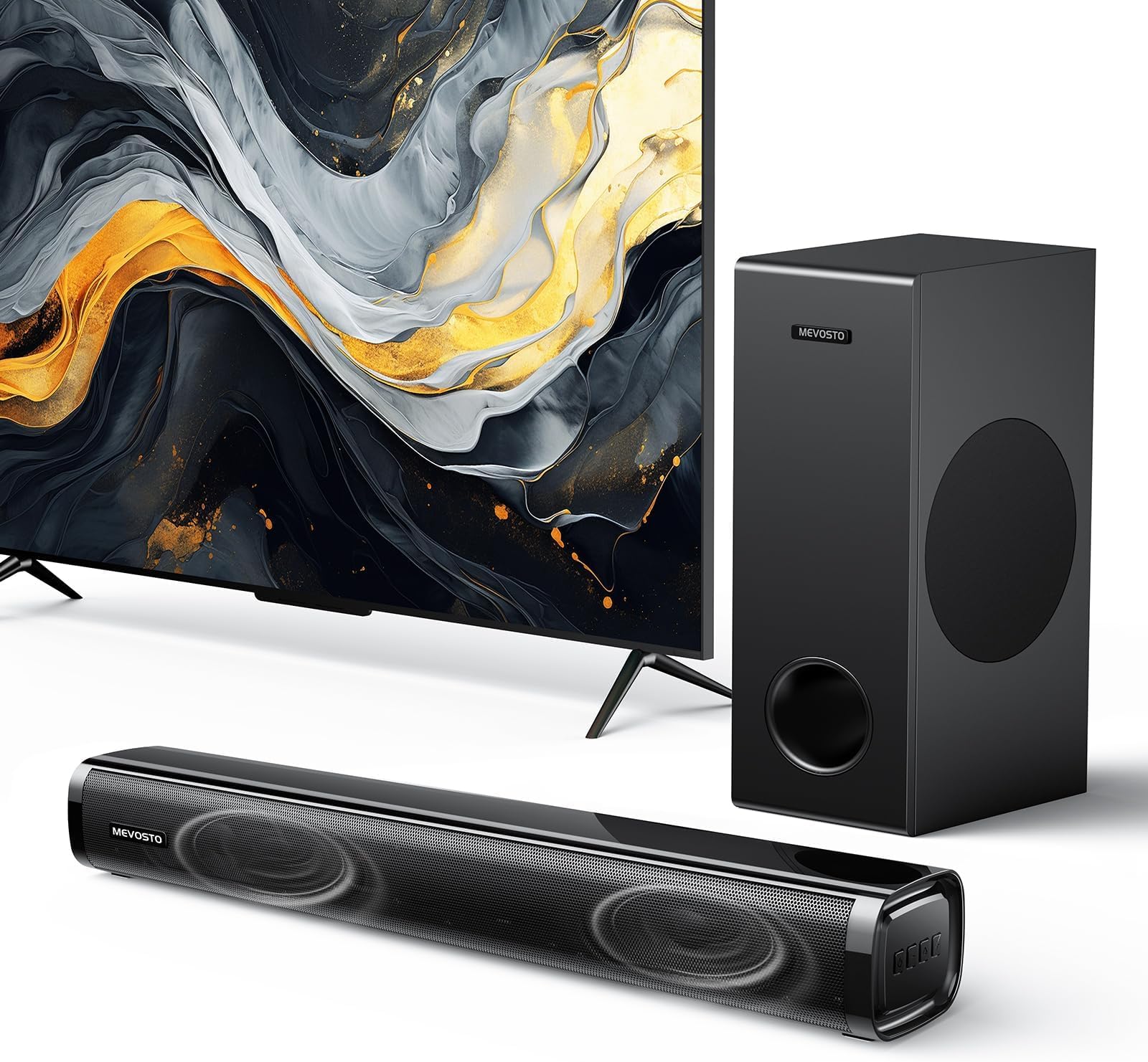 Soundbar for TV with Subwoofer Gamer for PC 120W Gaming Sound Bar with 5.25'' 12L Surround Woofer Deep Bass Bass/Treble Adjustable&3EQ HD-ARC/Optical/USB/AUX/BT Compatible Gaming Devices