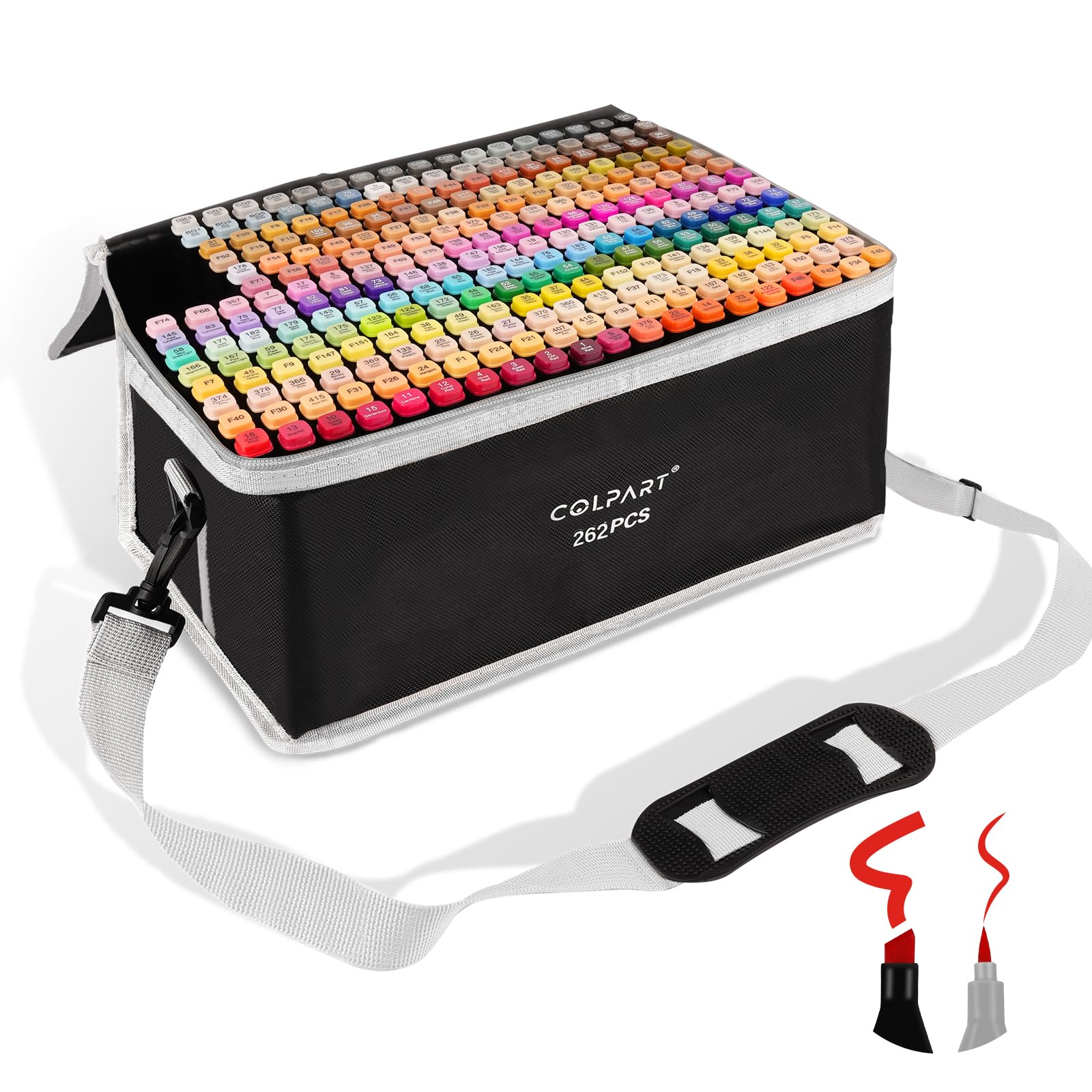 Alkohol Marker-262Twin Marker Stifte Set Permanenter Markers Filzstift-Alkoholmarker-Set für Erwachsene Comics,Art Design, Malen, Skizzieren und Ausmalen
