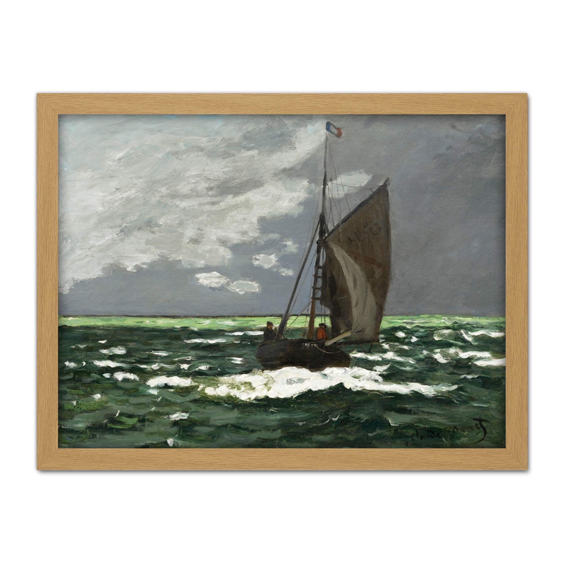 Artery8 Claude Monet Seascape Storm 1866 Painting Artwork Framed Wall Art Print 18X24 Inch