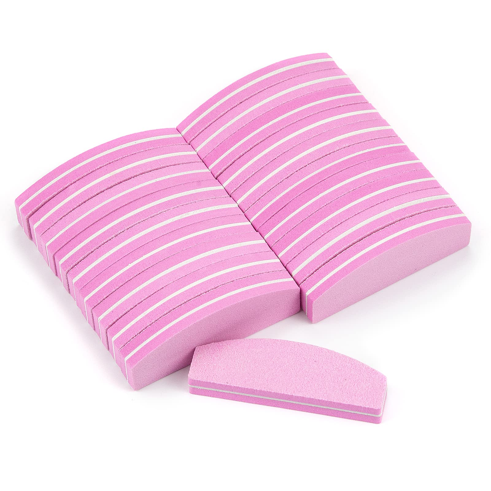 20 Taco Pulidor Uñas, Esponja de Grano 100/180 limas de uñas lima de uñas para las uñas de las manos limas de uñas de doble cara que se pueden lavar y reutilizar Herramientas de Manicura (Rosa)