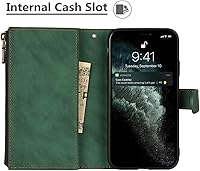 Vista 4 de iCoverCase Funda tipo cartera para iPhone 11 Pro Max con tarjetero y correa para la muñeca, de piel sintética, ranuras para tarjetas, bolsillo