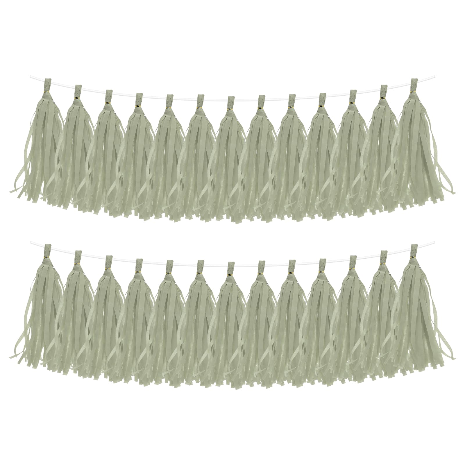 sourcing map 30Pcs Paper Tassels Garland, Tassel Garland Banner with Rope and Tie Wire for Party Decorations Wedding Decorations Football Party Engagement Decor DIY, Bean Green