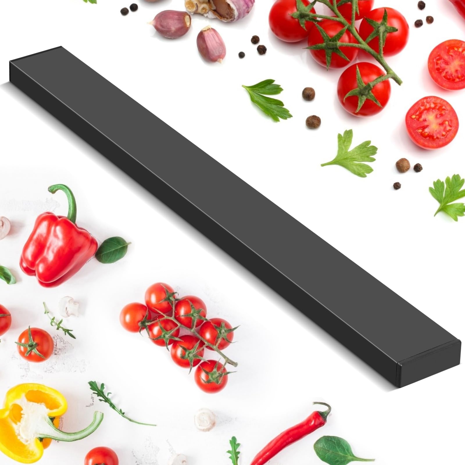 Supporto Magnetico per Coltelli 50 cm - Autoadesivo in Acciaio Inox - Protezione da Parete per Cucina con Due Possibilità di Fissaggio