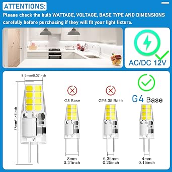 G4 LED Bulb 3W Equivalent to 20W-25W T3 JC Type Bi-Pin G4 Base Halogen Bulb, AC/DC 12V Daylight White 6000K G4 Bulb for Puck Light, RV, Under Counter Kitchen Lighting, Under Cabinet Light (10 Pack)