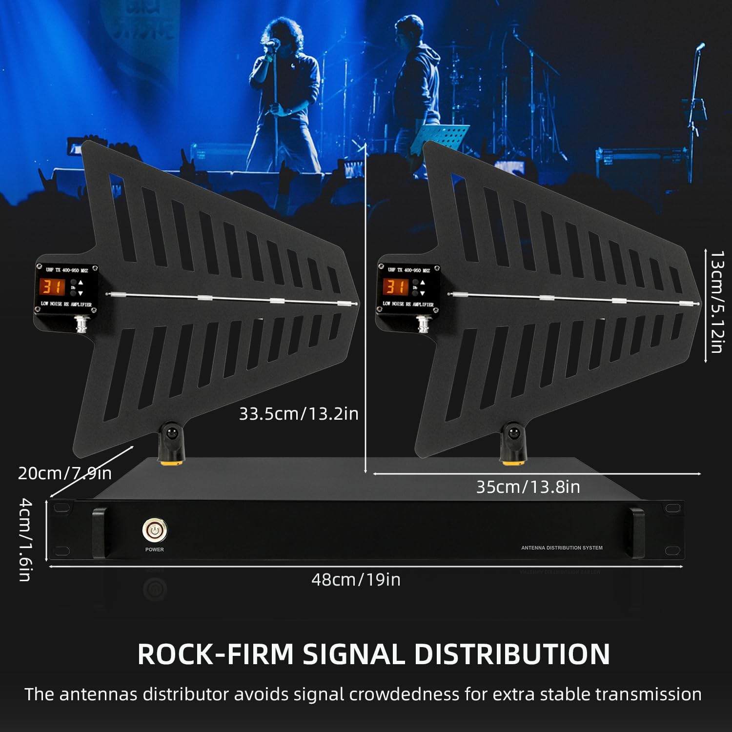 UHF Wireless Antenna Distribution System Bundle,10 Channel Active Directiona Antenna, 10 Outputs,984ft Long Coverage,for Stage Performances, Live Shows