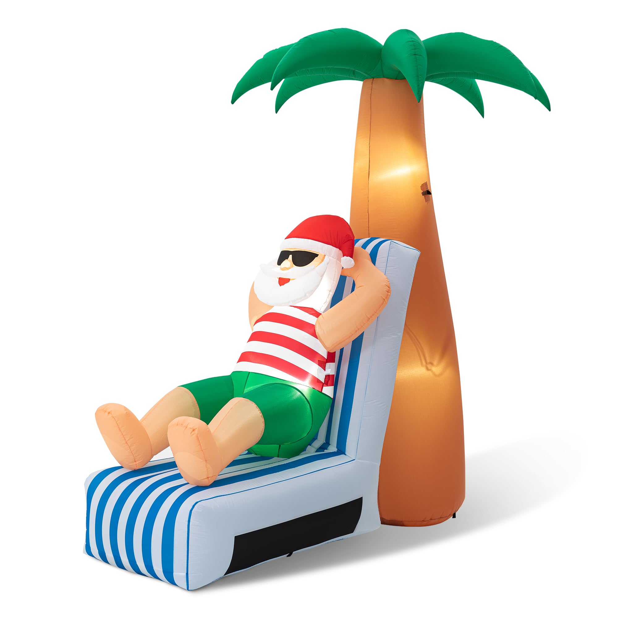 Christmas In July Inflatable - 6FT Hawaiian Santa With Coconut Tree & LED Lights, Outdoor Decor - View #9