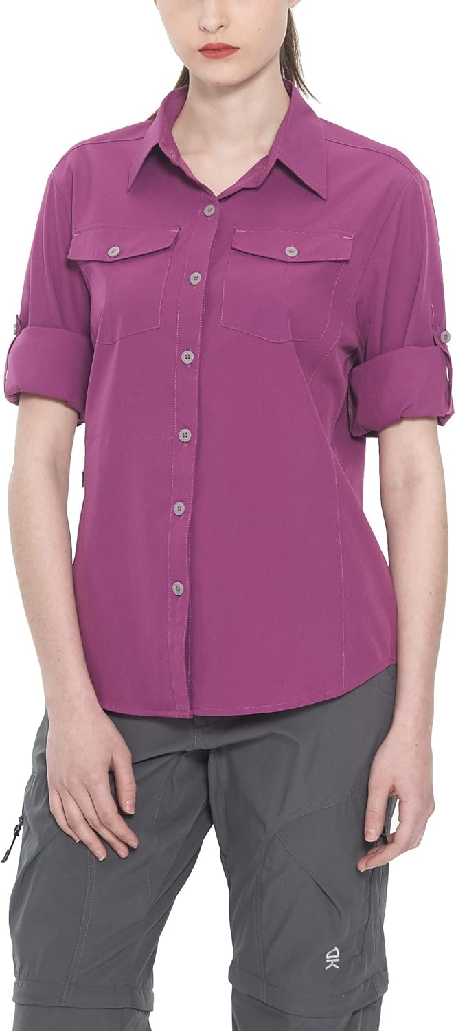 Little Donkey Andy Women's Stretch Quick Dry UPF50+ Long Sleeve Shirt for Hiking, Travel, Camping : Clothing, Shoes & Jewelry