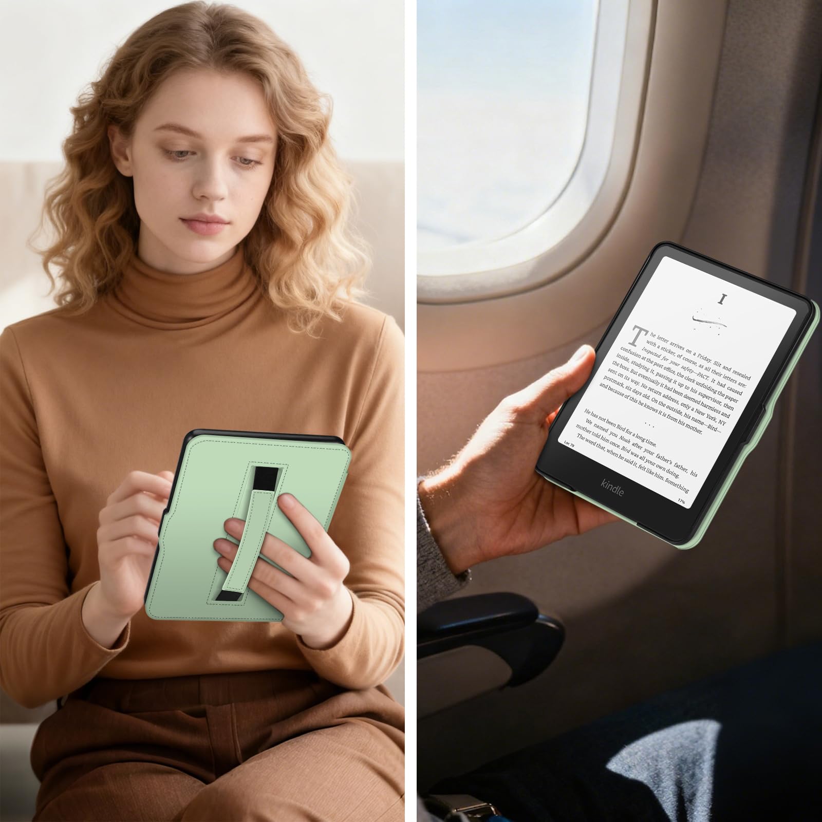 FINTIE Custodia per 7" Kindle Paperwhite (12ª Generazione, 2024) e Kindle Colorsoft (1ª Generazione, 2025/2024), Custodia Sottile e Leggera con Cinturino Auto Sveglia/Sonno, (Verde)