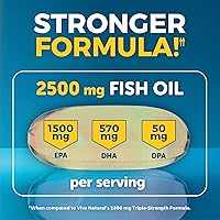 Vista 12 de Viva Naturals Píldoras de aceite de pescado Omega 3 de triple potencia – 2500 mg de fórmula de alta potencia con 2250 mg de ácidos grasos Omega 3