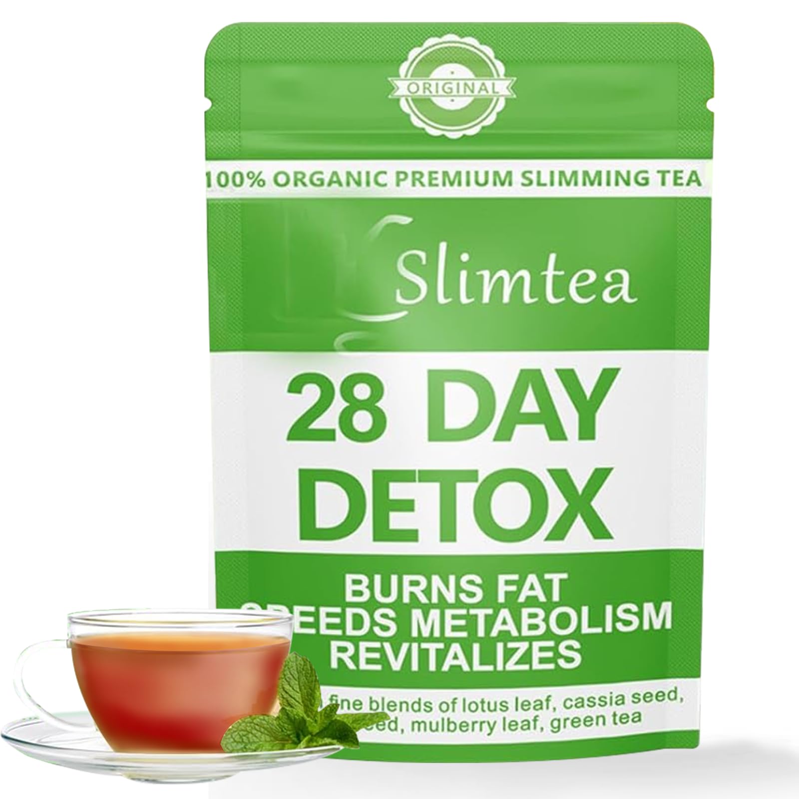 28-Day Detox Tea for Weight Loss – Herbal Blend with Lotus Leaf, Cassia Seeds, Moringa Seeds & Green Tea – Supports Healthy Weight, Digestion & Detox – 100% Natural