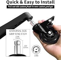 YAOBLUESEA Irodai Szék Görgők 5db - 11x22mm Univerzális Csendes Padlóvédő Kerekek 75mm - Parketta, Laminált Padló Kompatibilis Forgószék Alk 2