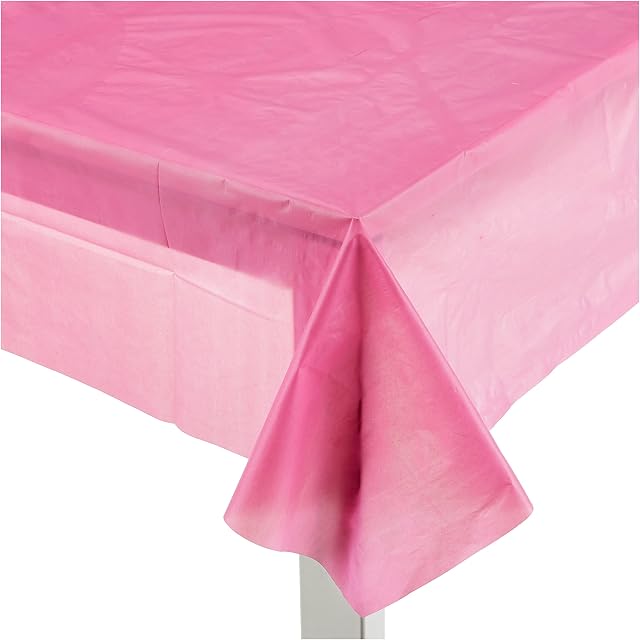 Unique Party 5082 - Hot Pink Plastic Tablecloth, 9ft x 4.5ft