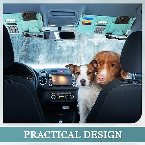 Miniatura 7 de 2 Packs Car Sun Visor Organizer, Sunglasses Holders for Car Sun Visor PU Auto Interior Accessories Storage Travel Document Holder with Multi Pocket