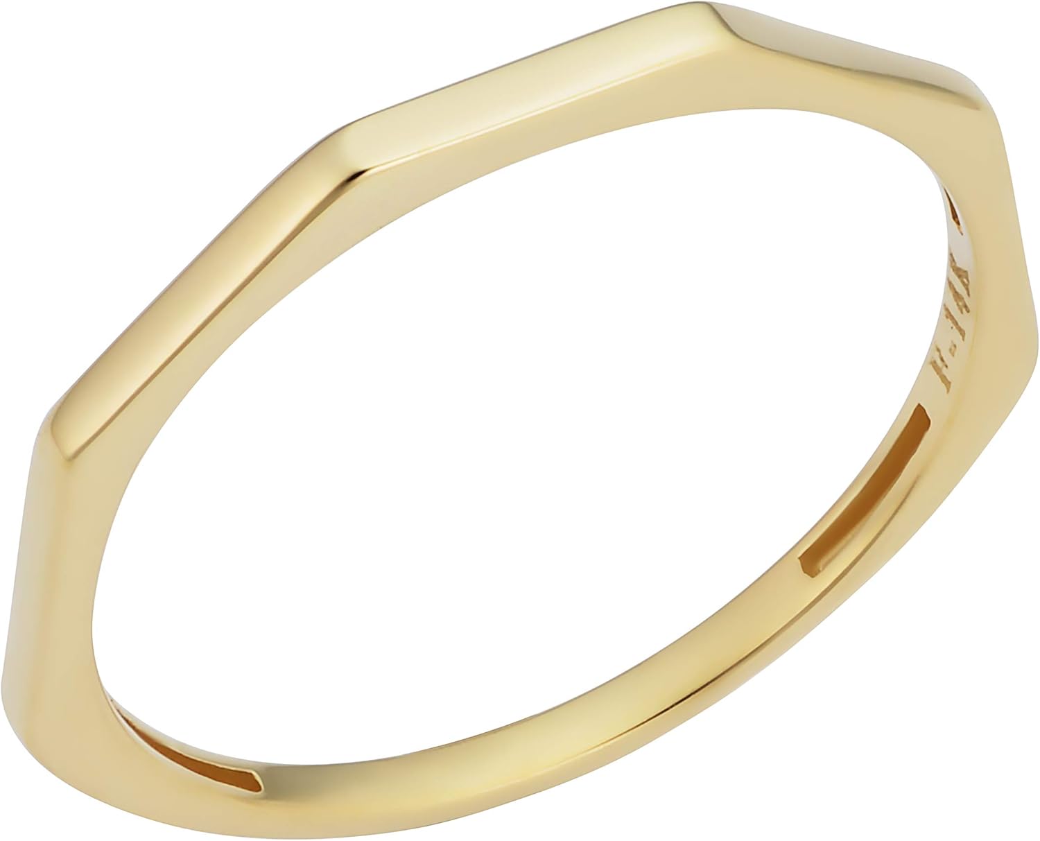 KoolJewelry Minimalist Women's 14k Yellow, White or Rose Gold Hexagon Geometric Ring (1.5 mm)