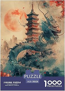 Comprar Dragon Chino Puzzle 1000 Piezas Pagoda Antigua Puzzles Juego De Inteligencia Decoración Interior De Cartón 100% Reciclado para Relajar Creatividad Y Regalo 38x26cm/1000pcs