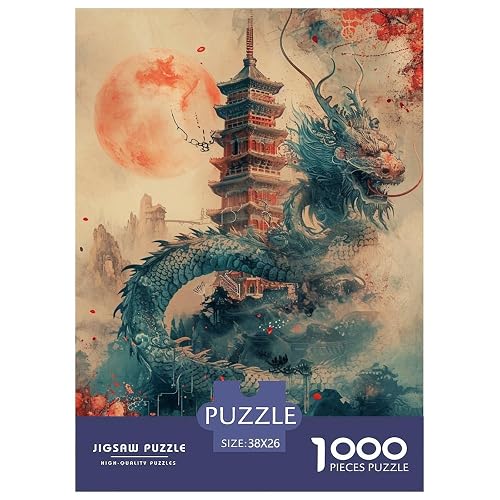 Dragon Chino Puzzle 1000 Piezas Pagoda Antigua Puzzles Juego De Inteligencia Decoración Interior De Cartón…