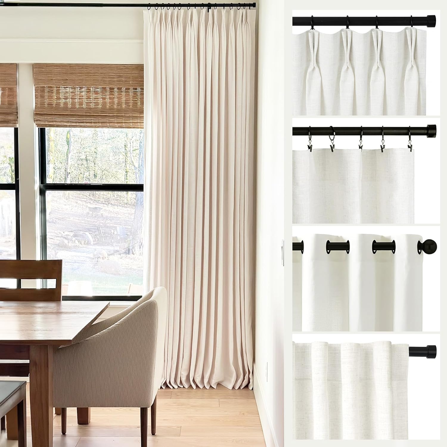 HOMERILLA Lille Linen Custom Curtains,Blackout Curtains/Room Darkening Curtains,Sliding Glass Door Curtains,Size Customizable,38 Colors for Choosing,Multi-Type Hanging Styles,1 Panel